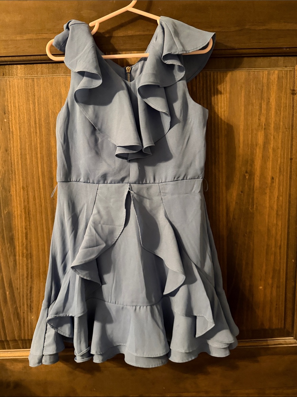 Ruffled Sleeveless Blue Dress